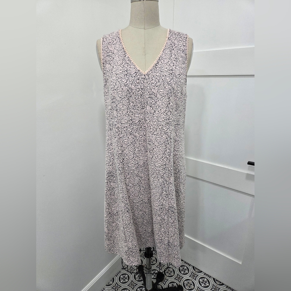 LOFT Black and Pink Ruched with Scallop Accents Midi Dress Size 14 Feminine Chic